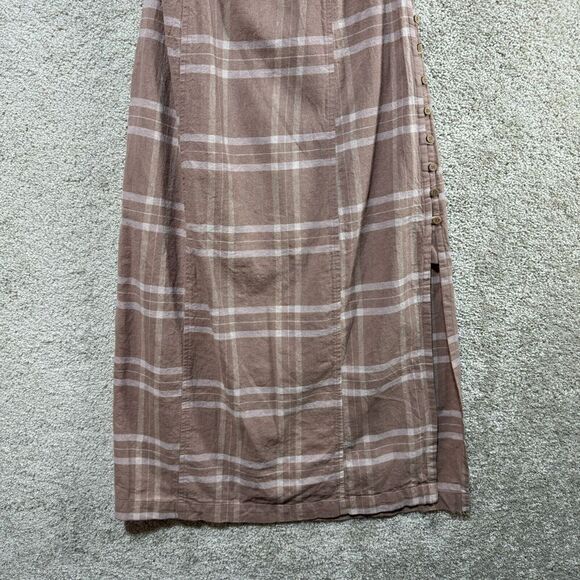 Free People Life Like This Midi Dress Womens XS Natural Plaid Strapless Tie Back - Picture 7 of 16